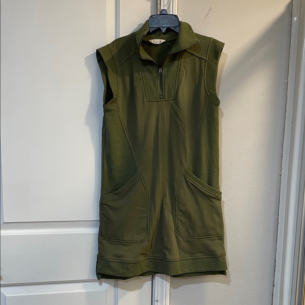 Doe & Rae Olive Green Zip-Up Mini Dress
